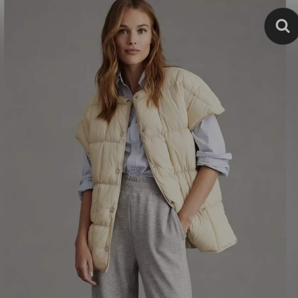 Anthropologie Pilcro Puffer Beige Vest Sz One Size